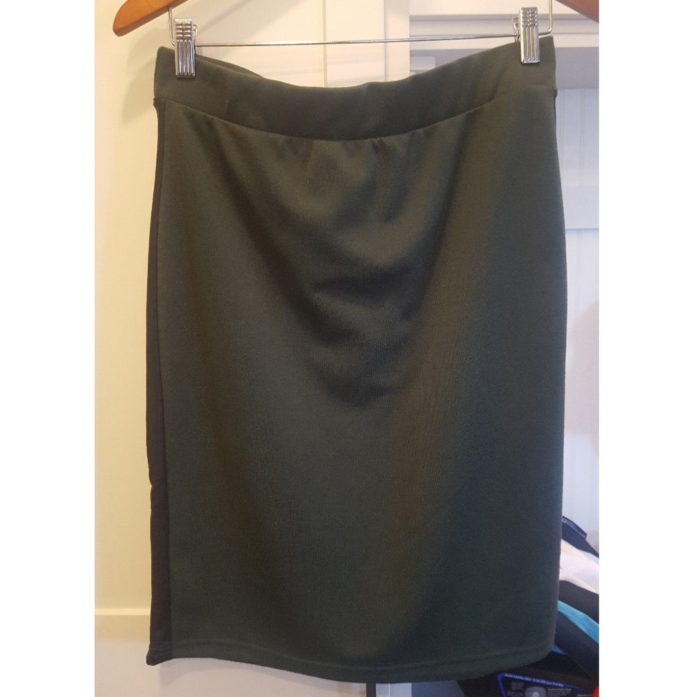 Forest Green Colorblock Metaphor Pencil Skirt L